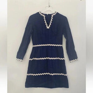 Vintage 1960s Sherbet Originals Navy Blue White Shift Dress Womens Size‎ 12